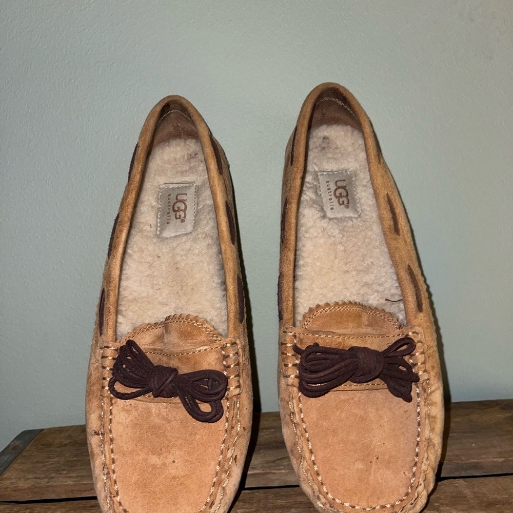 UGG Brown Suede Loafers with Bow